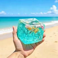 Magic Cube Sea Squishy Fidget Toy Super Soft Transparent Star Shell Squeeze Toy Ocean Autism Sensory Anti-Stress Toy Girl Gifts blue