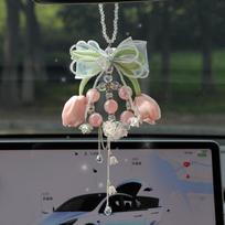 New car pendant creative tulip car rearview mirror decoration supplies high-end handmade car pendant gray