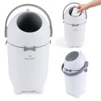 Sauskelnių dėžė su kvapus izoliuojančiu būgnu Moby System BABY DIAPER BIN GREY