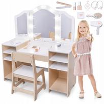 Vaikiškas medinis tualetinis staliukas Mamabrum MAM238 VANITY TABLE su LED apšvietimu