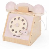 Medinis retro stiliaus žaislinis telefonas vaikams Mamabrum MAM121, 18 × 13 × 14 cm