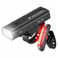 Wozinsky WSBLB2 dviračio žibintų rinkinys su LED, USB įkrovimu ir 4 bei 5 režimais