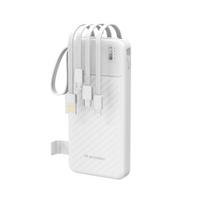 Wozinsky W11-W išorinė baterija 10000 mAh su įmontuotais laidais, telefono laikikliu ir LED žibintuvėliu