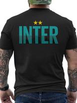 Oficialus vyriškas „Inter“ sirgaliaus marškinėlis - Su išskirtiniu itališku dizainu, ikonišku „INTER“ logotipu ant nugaros ir žalios spalvos emblema M black