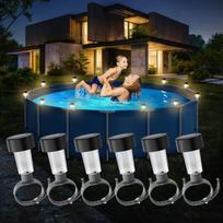 6 vnt. Saulės baseino šviestuvo rėmas ant žemės baseinui lauke, baseino tvora, dekoratyviniai priedai, vandeniui atsparus LED 6pcs blue
