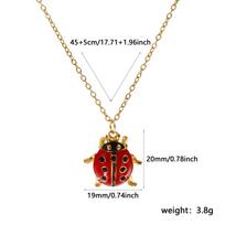 304 Stainless Steel Red Ladybug Animal Pendant Charm Necklace 18K Gold Plated Chain For Women Insect Natural Pastoral Gift beige