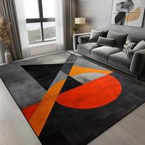 Oranžinis geometrinis kilimas svetainei Modernus prabangus dekoras Namų kilimai miegamajam Didelis dydis Neslystantis Lengvai valomas grindų kilimėlis 40x60CM gray