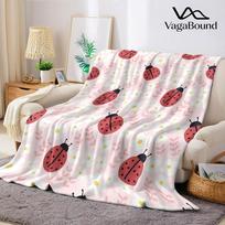 Boružėlės ir gėlės flanelinis pledas Šiltas minkštas Helovino Kalėdų sofos šildymui jaukus dekoratyvinis dekoras Dovana visam sezonui Size: 75*100cm, Weight: 280 GSM white