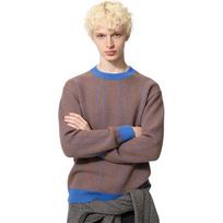 Uniqlo X JW Anderson Collaboration FW25 Two-Tone Herringbone Pattern Ribbed Crew Neck Knit Sweater Unisex sweater 479841-62 L gray