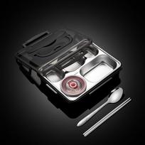 Lunch Box 304 Stainless Steel Plate Student Canteen Heating Bento Portable Fast Food Thermal Insulation Compartments Lunch Box 5gird with bowl mėlyna