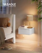 Vasagle Kailyn Collection - Hanging Bedside Table, Set of 2, Light with 3 Colours, Floating Wall Shelf, Drawer, 35 x 40 x 18 cm, Modern, Living Room balta
