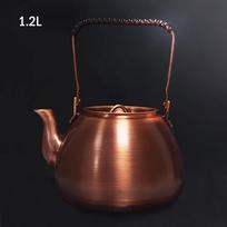 Vintažinis varinis arbatinukas, Rankų darbo violetinio vario virdulys, Apvalus viryklės virdulys arbatos virimui, Namų ūkio puodas su rankena, 1,2 l black