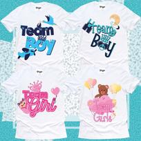 Team Boy or Girl Gender Reveal and kids tshirt, Pregnancy Announcement 100 blue