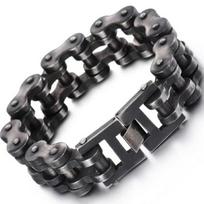 Didžiulė 22 MM pločio dviračio motociklo grandinės apyrankė vyrui Punk Rock stiliaus Sunkus nerūdijančio plieno vyriškos dviračių apyrankės 23cm black