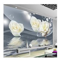 Fototapetas 3D Stereo Balta Rožė Gėlė Burbulas Sieninis Piešinys Sienų Popierius Svetainė TV Sofa Fonas Sienų Audinys Namų Dekoravimas 200 cm(W) x 140 cm(H) white