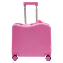 Kids Ride On Suitcase, 37L Children's Carry On Luggage with Wheels for Airplane Travel, 110lbs Load-Bearing Trunk rožinė