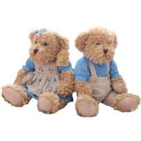 2pcs/pair 26cm Lovely Couple Teddy Bear With Clothes Dolls Stuffed Animal Bear Plush Toy Kids Baby Children Girl Birthday Gift 30cm beige