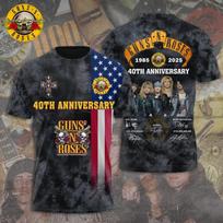 Guns N Roses 3D marškinėliai – Licencijuoti ir Išskirtiniai Roko Grupės Marškinėliai M gray
