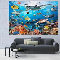 2D Vibrant Sea Life Tapestry Underwater Coral Reef Background Cloth 47.2x31.5inch/120*80cm blue