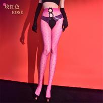 Sexy Women 5D Thin Pantyhose Crotchless Dot Stockings Sheer See Through Oil Glossy Shiny Bow Pantyhose Maid Tights Open Crotch pink
