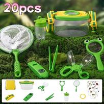 18/20Pcs Insect Capture Net Observation Box Set Children'S Natural Outdoor Adventure Clip Backpack Insect Jar green