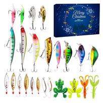 Fishing Tackle Advent Calendar Fishing Lures Set Fishing Tackle Kit Box Creative Fishing Gear Countdown Calendar Christmas Gifts (as the picture,M)