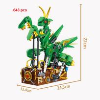 Technical Mechanical Shark Owl Parrot Grasshopers Mantis Butterfly Building Blocks Animal Birds Insect Fish Creative MOC Toys green