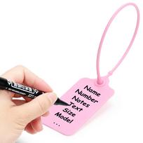 Blank Plastic Tags for Labeling Waterproof Pink Hanging Labels Writable Tags Seal with One Marker Pen 50 PCS/BAG (Pink,Ploypropylene&Seal ing Strip) rožinė