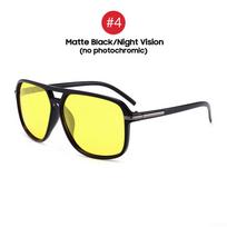 VIVIBEE Men Polarized Day Night Vision Glasses Retro Color Changing Square Oversized Yellow Goggles Women Driving Shades yellow