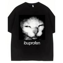 Humorous Ibuprofen Cat Meme unisex T-Shirt In Plus Size - Black Shirt Featuring White Text - A Comedic Drug Pun Graphic Tee for Both Men And Women - I S įvairiaspalvis
