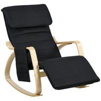 Rocking Relax Armchair Nursing Chair with Adjustable Footrest, Side Pocket and Headrest, Black 67 x 110 x 91 cm