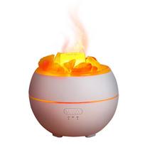 Salt Stone Flame Humidifier Aromatherapy Diffuser Essential Oil USB Desktop Creative Mini Night Light Humidificador Diffuser white