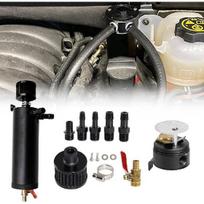 Sporacingrts Universal 750ml 2-Port Oil Catch Can Baffled Reservoir Tank Breather Filter with Drain Valve Black Aluminum | 750 ml aluminum oil catch