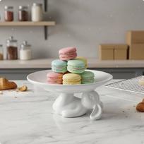 Hare Cake Stand Easter Decor Bunny Modern Design Ceramic Pedestal Plate for Parties gray