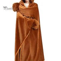 Wearable Blanket Hoodie Animal Hoodie, Adults Oversized Fleece Sweatshirt Comfortable Winter Sleepwear Sleepwear, Halloween Cosplay Costume D brown