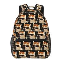 Šaunus Katės Selfis Korėjietiškas Tekstas Memas Spausdintas Kuprinė Studentų Berniukai Mergaitės BookBag Vaikų Mokyklinė Kuprinė Pečių Krepšiai Vyrams Moterims One Size beige