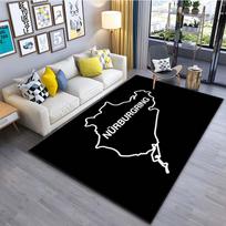 Nurburgring Race Track Outline Print Area Rug Black Background Motorsport Floor Carpet Racing Fan Living Room Bedroom Decor Rug 60x90cm gray