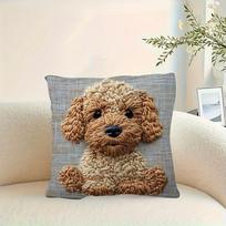 1-Piece Cocker Spaniel Print Pillow Cover, 45X45Cm, Single-Sided Zippered Machine Washable, Home Decorative Cushion Cover Short plush 40*40(CM)-1Pcs beige