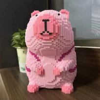 32cm Giant Pink Capybara Children's Building Block Toy 3D Model Desktop Ornament Girl Birthday Gift brown