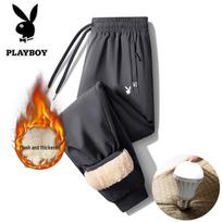 PLAYBOY Men's Fleece-Lined Jogger Pants XL gray
