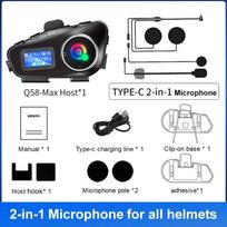 Bluetooth Motorcycle Intercom Helmet Headset 1000M Wireless Communication Interphone With Ambient Light Waterproof Headphone black