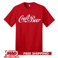 CRAFT BEER T-SHIRT Coca-Cola Parody Tee Shirt Drinking Funny Booze Coke Cocacola Unisex T-Shirt S red