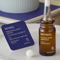 Boncep Retinolio Šaltyje Džiovinta Dvigubo Šūvio Ampulių Rinkinys Anti-Senėjimo & Stangrinantis Procedūros (Ampulė 50mg + Retinolio milteliai 10g) 1 gray