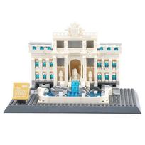 667PCS Trevi Fountain Roman Fontana Di Trevi Building Blocks World Architecture Bricks Small Particle Assembly Model white