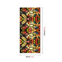 Retro gėlių vitražų plėvelė Nuimama vonios kambario privatumo langų plėvelė langų lipdukai Statiniai klijai 45 x 100cm black