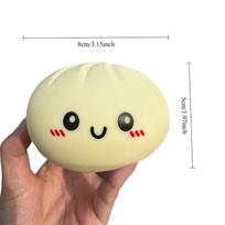 Squishy Steamed Stuffed Bun Stress Ball Fidget Sensory Toys Simulation Food Squishies Bun With Steamer Squeeze Dough Ball Gifts beige
