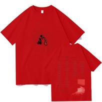 Joji Solaris Tour 2026 T-shirts Summer Short Sleeve New Design Clothing Women Men High Quality Cotton Oversized Tees Streetwear XS raudona