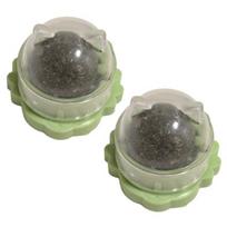 2Pcs Catnip Cat Lick Balls Rotating Catnip Ball Cat Toy Safe Healthy Kitten Chew Toy with Adhesive for Wall or Floor Cats Licking Chewing Play šviesiai žalios spalvos