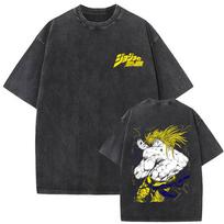Washed Vintage Anime Jojos Bizarre Adventure Tshirt Manga Diavolo Doppio Graphic T Shirt Men Women Fleece Cotton Short Sleeve S black