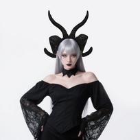 Dark Devil Goat Horn Headband for Halloween Cosplay 33 gray